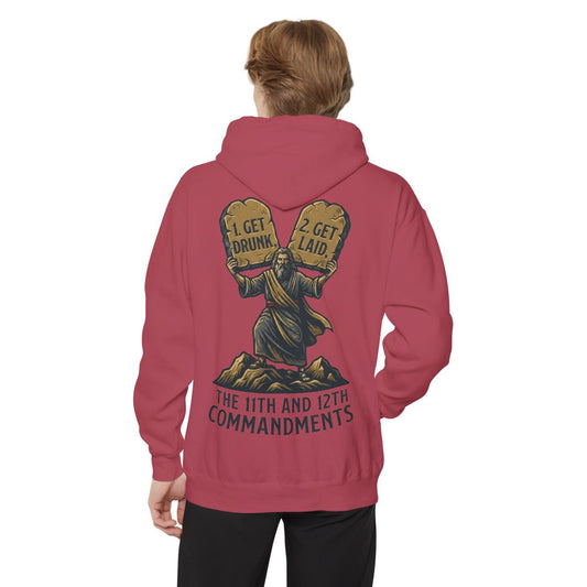 Color: Crimson | 11th and 12th Commandment Garment-Dyed Hoodie