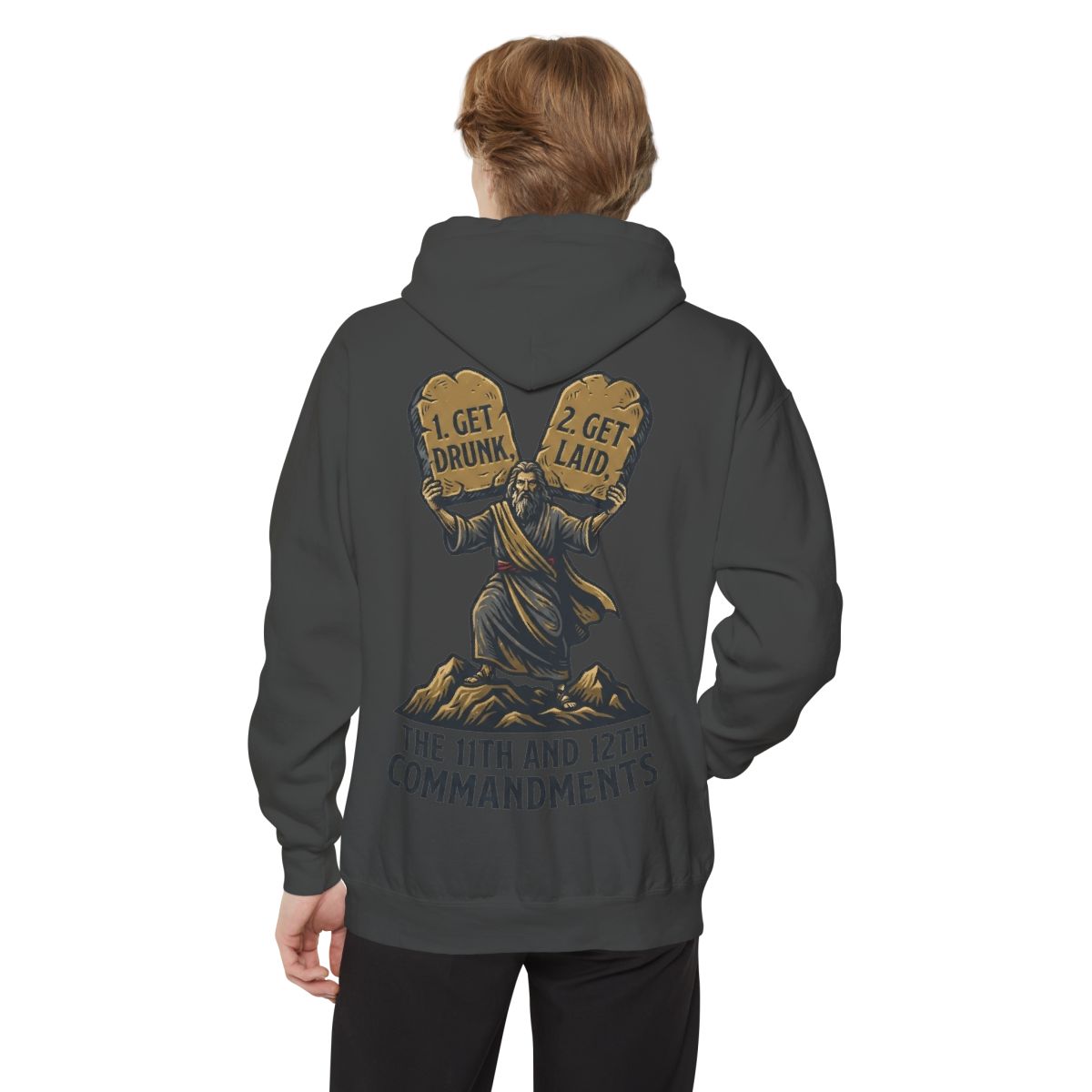 Color: Pepper | 11th and 12th Commandment Garment-Dyed Hoodie