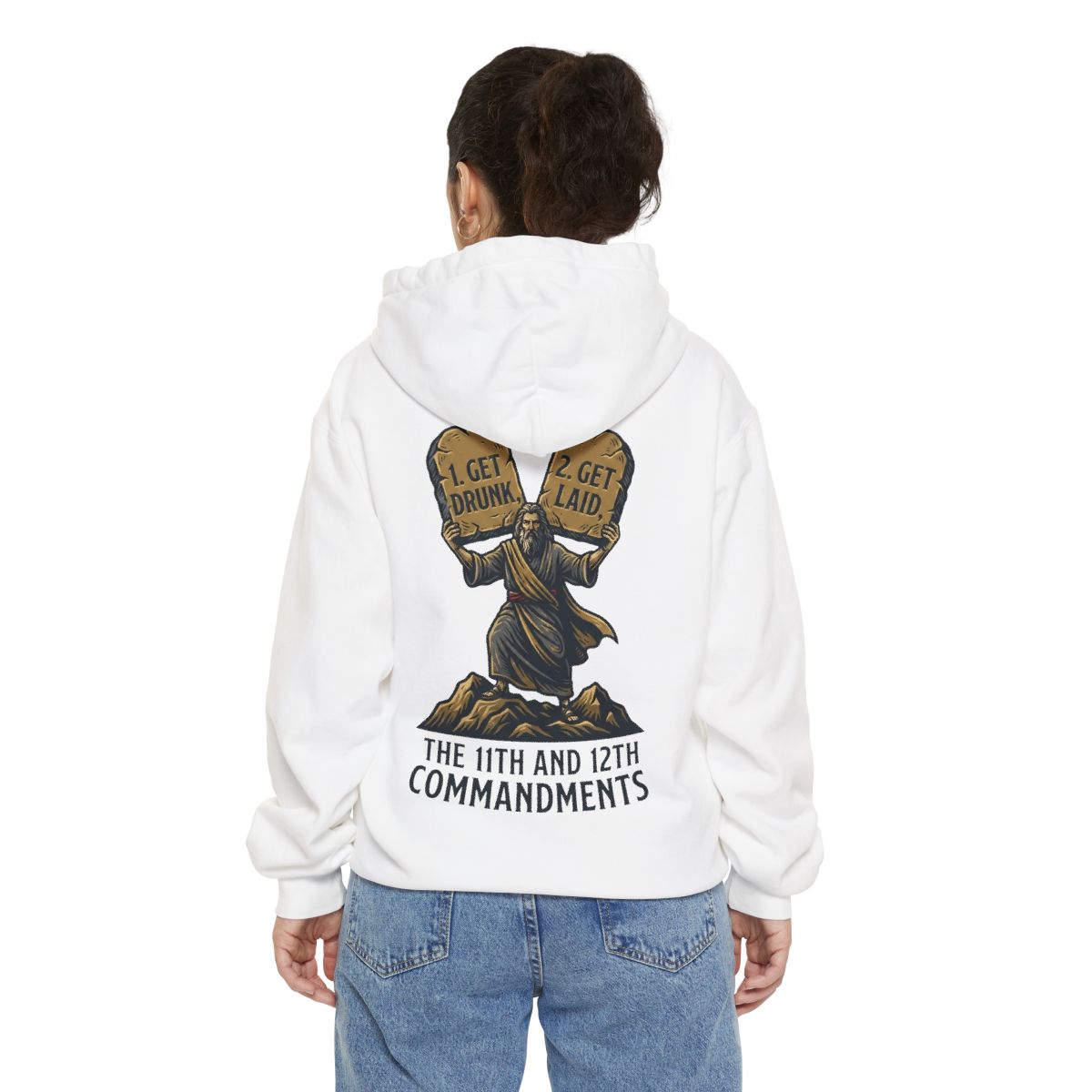 Color: White | 11th and 12th Commandment Garment-Dyed Hoodie