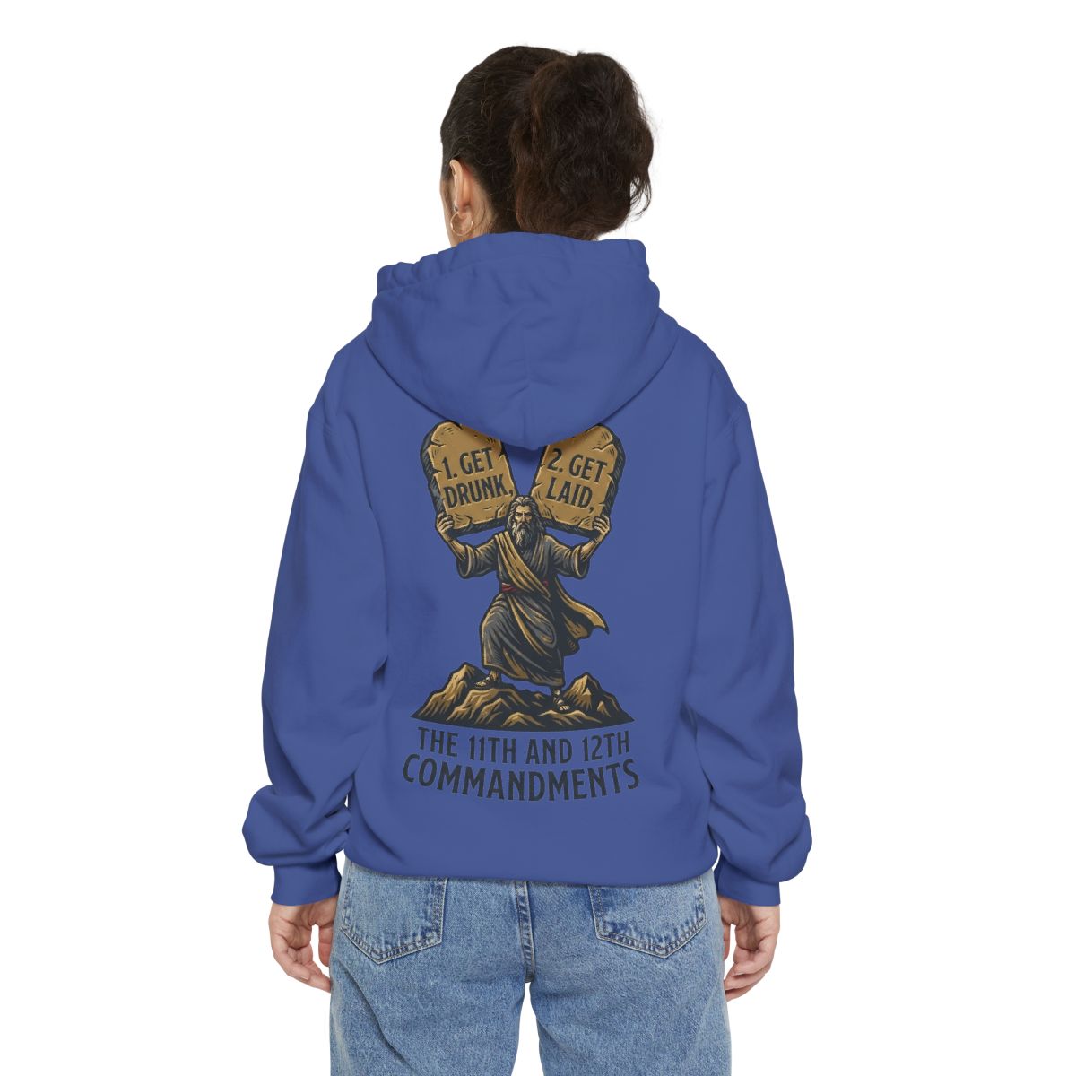 Color: Flo Blue | 11th and 12th Commandment Garment-Dyed Hoodie