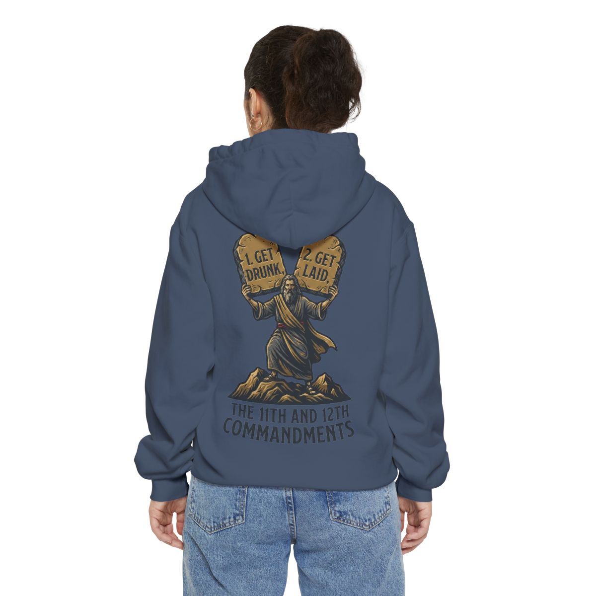 Color: Denim | 11th and 12th Commandment Garment-Dyed Hoodie