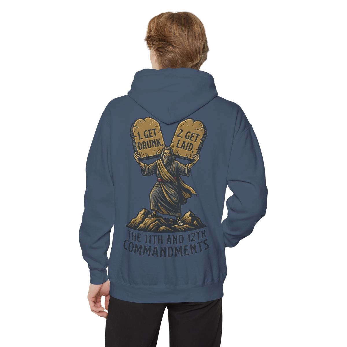 Color: Denim | 11th and 12th Commandment Garment-Dyed Hoodie