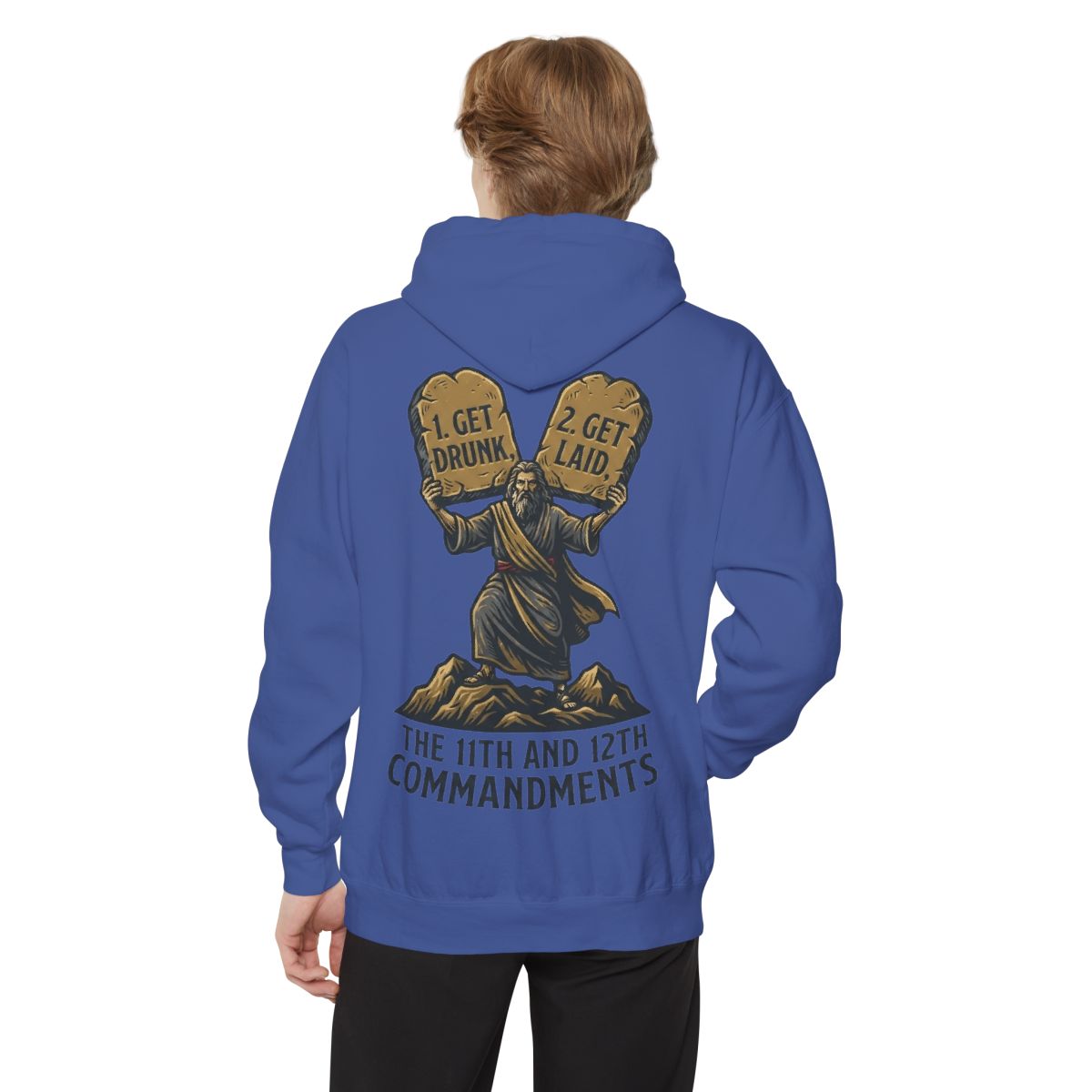 Color: Flo Blue | 11th and 12th Commandment Garment-Dyed Hoodie