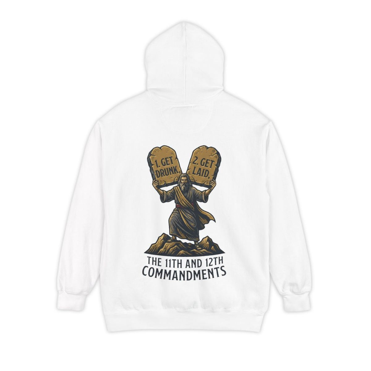 Color: White | 11th and 12th Commandment Garment-Dyed Hoodie