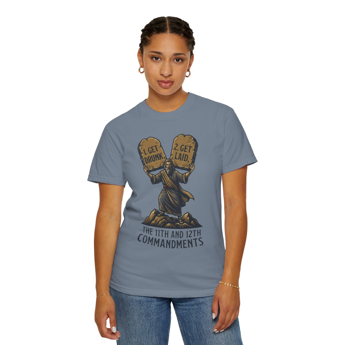 Color: Blue Jean | 11th and 12th Commandment Unisex Garment-Dyed Tee