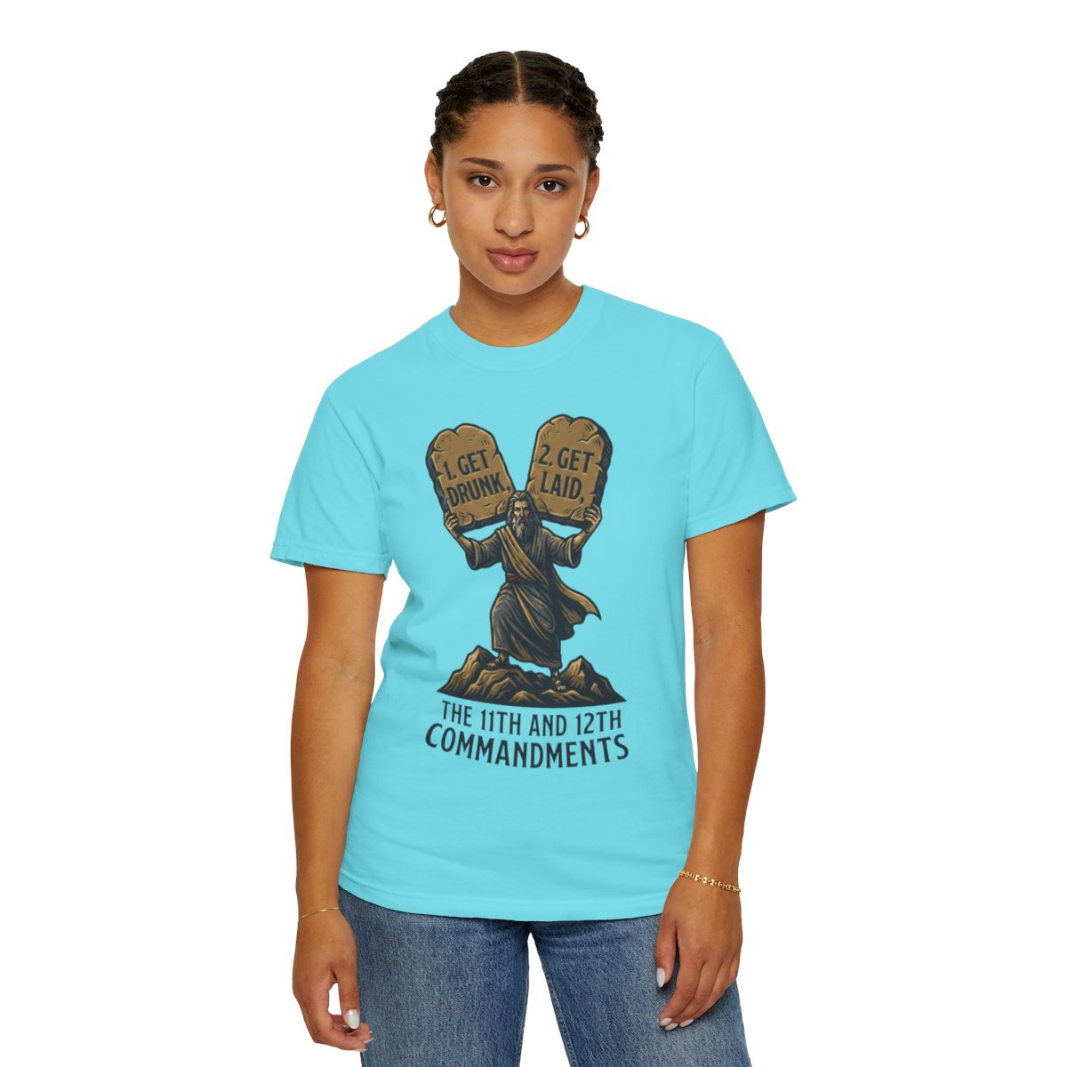 Color: Lagoon Blue | 11th and 12th Commandment Unisex Garment-Dyed Tee
