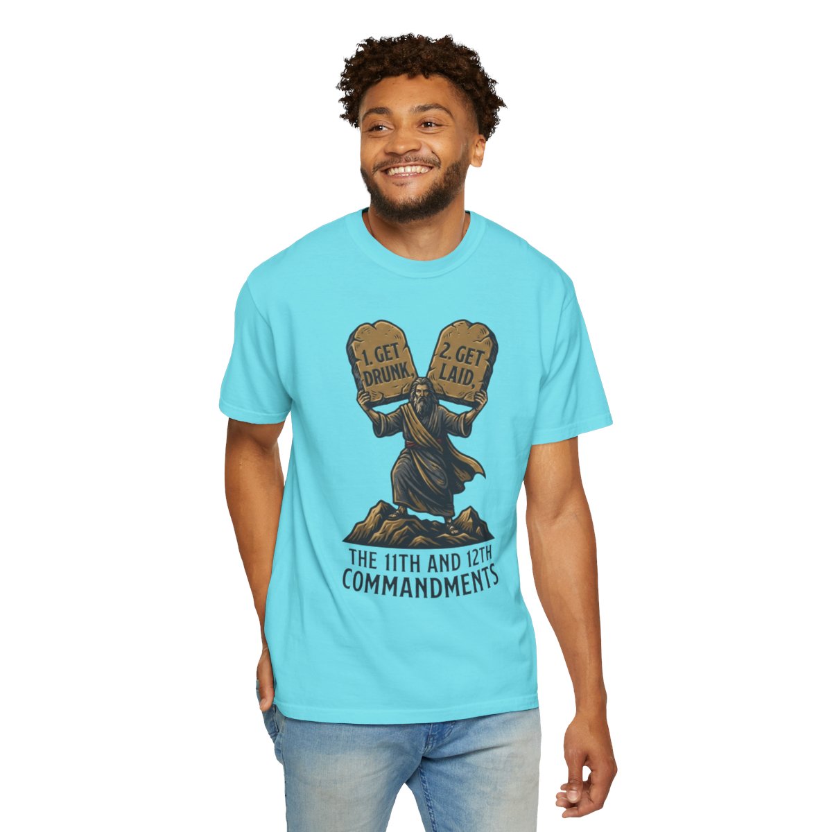 Color: Lagoon Blue | 11th and 12th Commandment Unisex Garment-Dyed Tee