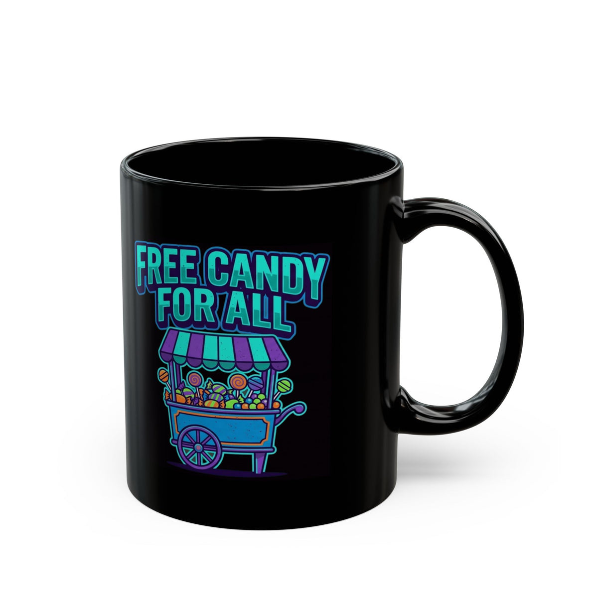"Free Candy For All" Black Ceramic Mug