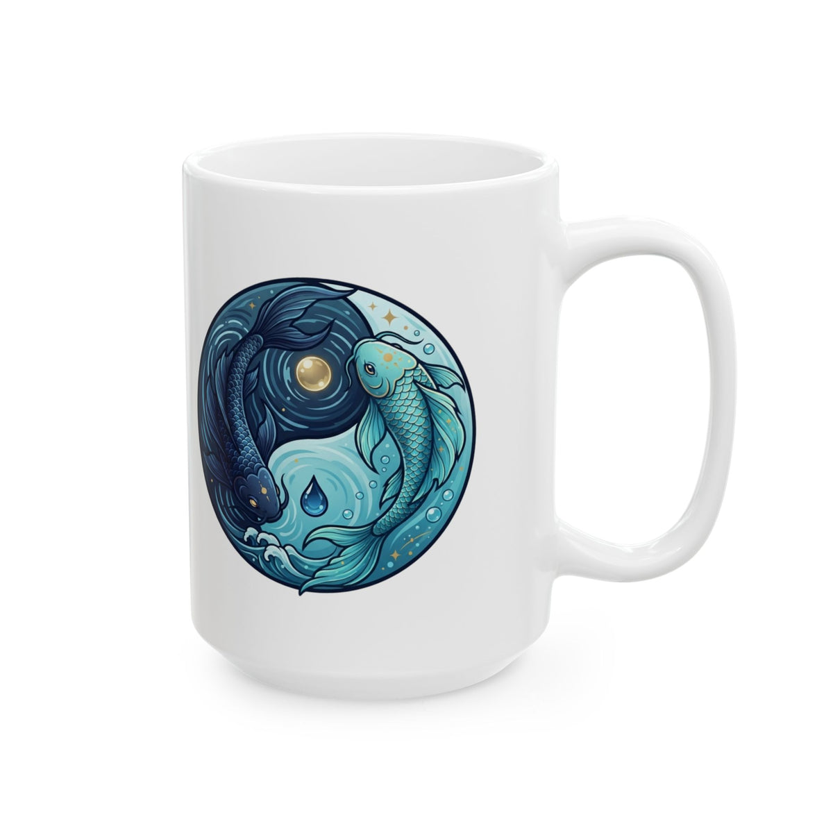 "Yin Yang Pisces" White Ceramic Mug