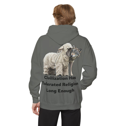 "Civilization Tolerated Religion" Garment-Dyed Hoodie