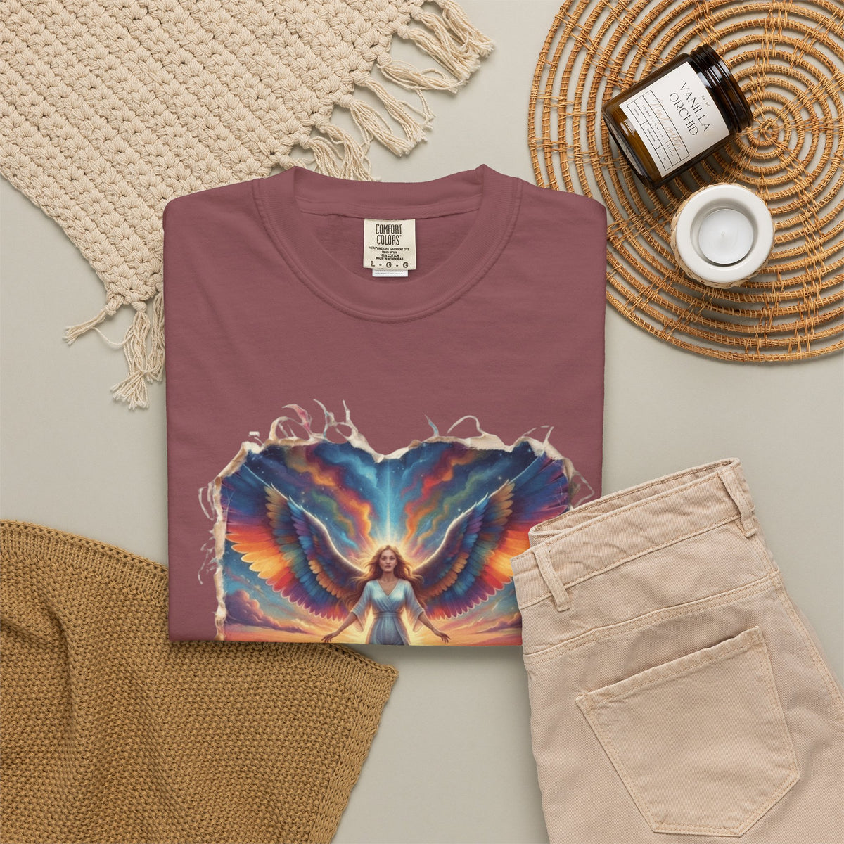 "Rainbow Angel" Unisex Garment-Dyed Tee