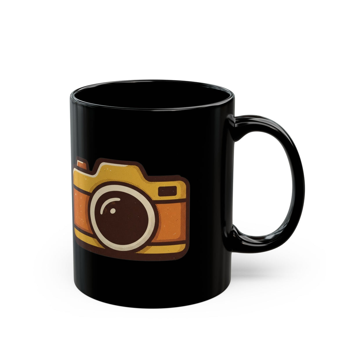 "Eyes Closed As Usual" Black Ceramic Mug — Graphic