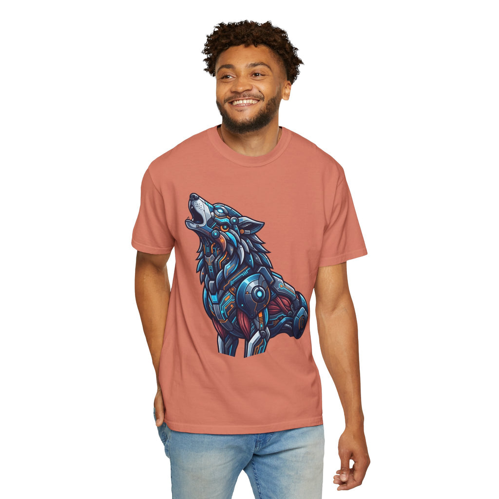 "Cyber Wolf" Unisex Garment-Dyed Tee