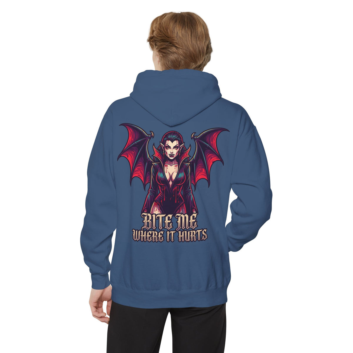 Color: True Navy | Bite Me Where It Hurts Garment-Dyed Hoodie