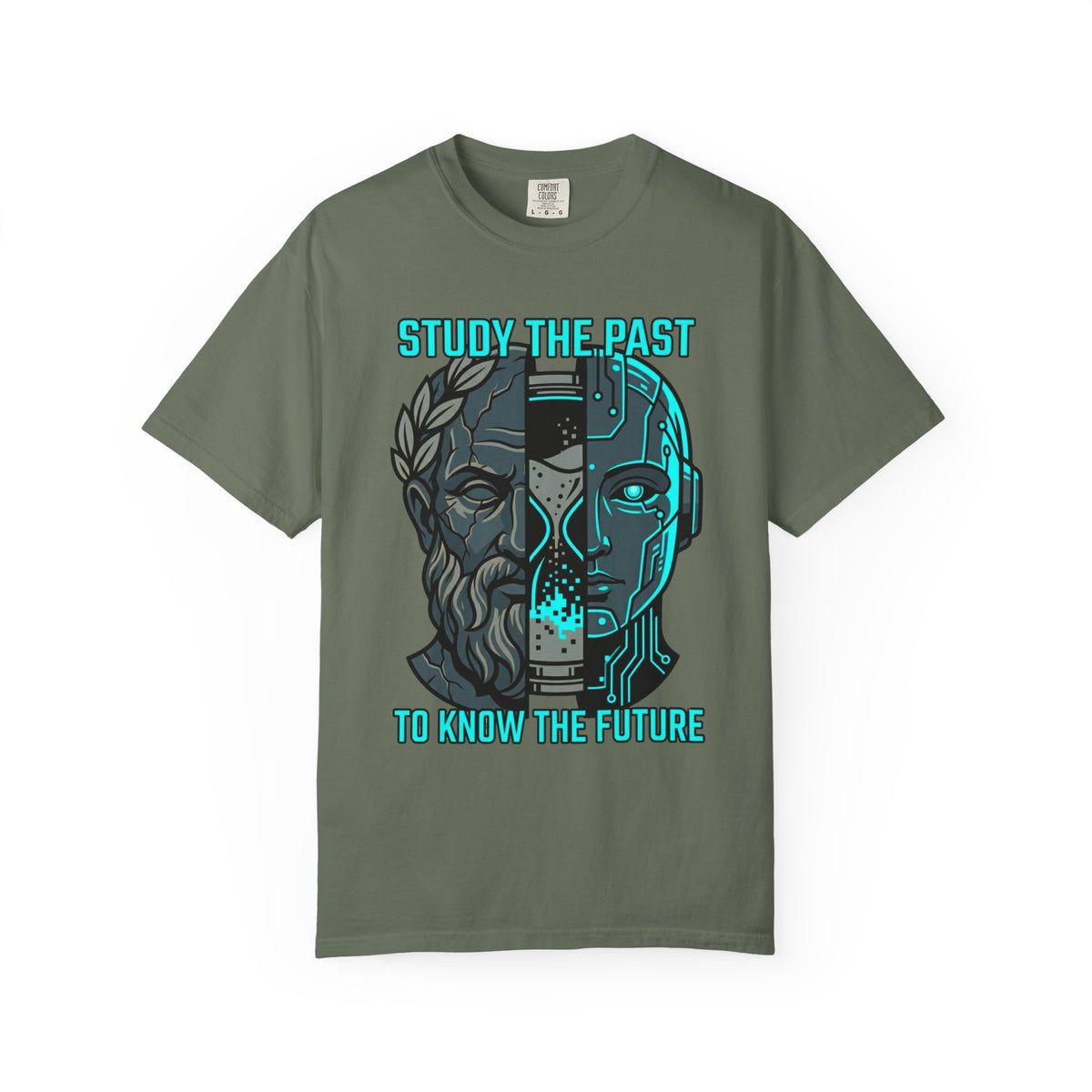 Color: Moss | Study the Past Know the Future Unisex Garment-Dyed Tee