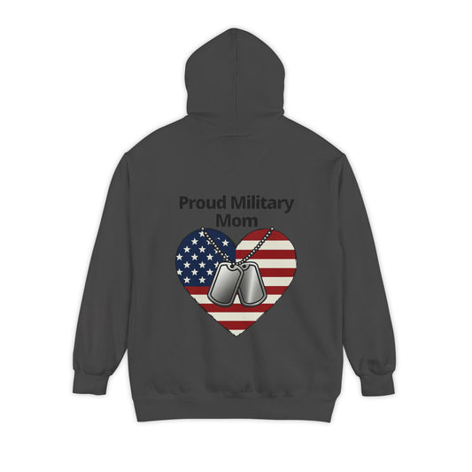 Color: Pepper | Proud Military Mom Garment-Dyed Hoodie