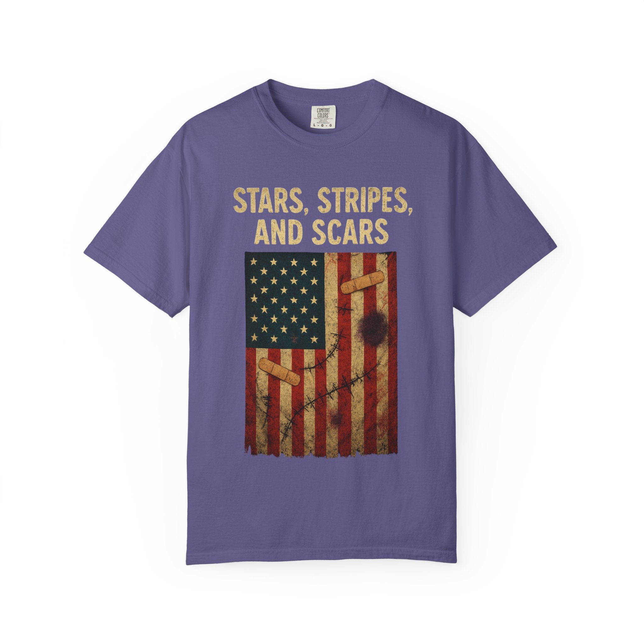 "STARS, STRIPES, AND SCARS" Unisex Garment-Dyed T-shirt