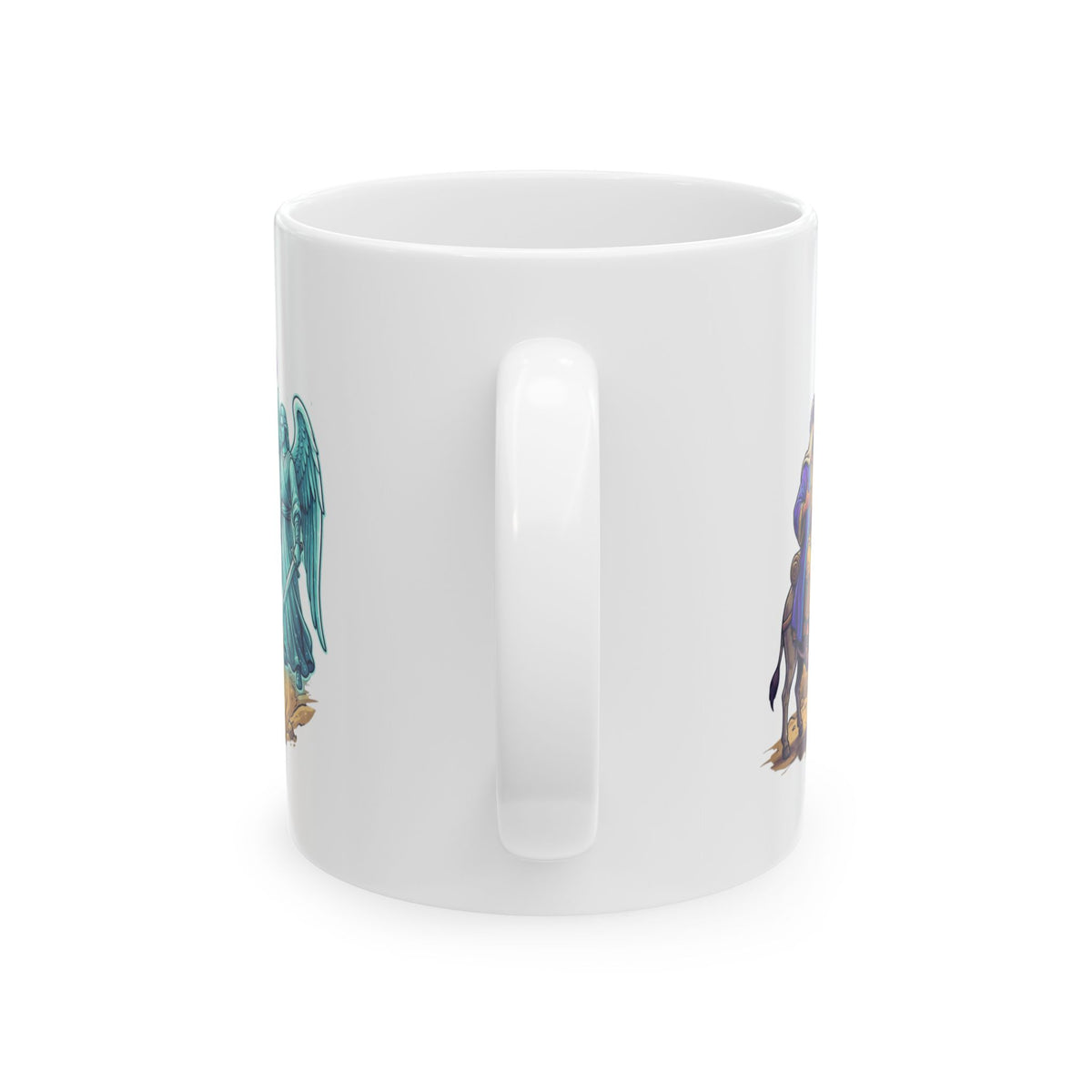 "Good Book Series Obstinate Animals & Angels With Swords" White Ceramic Mug