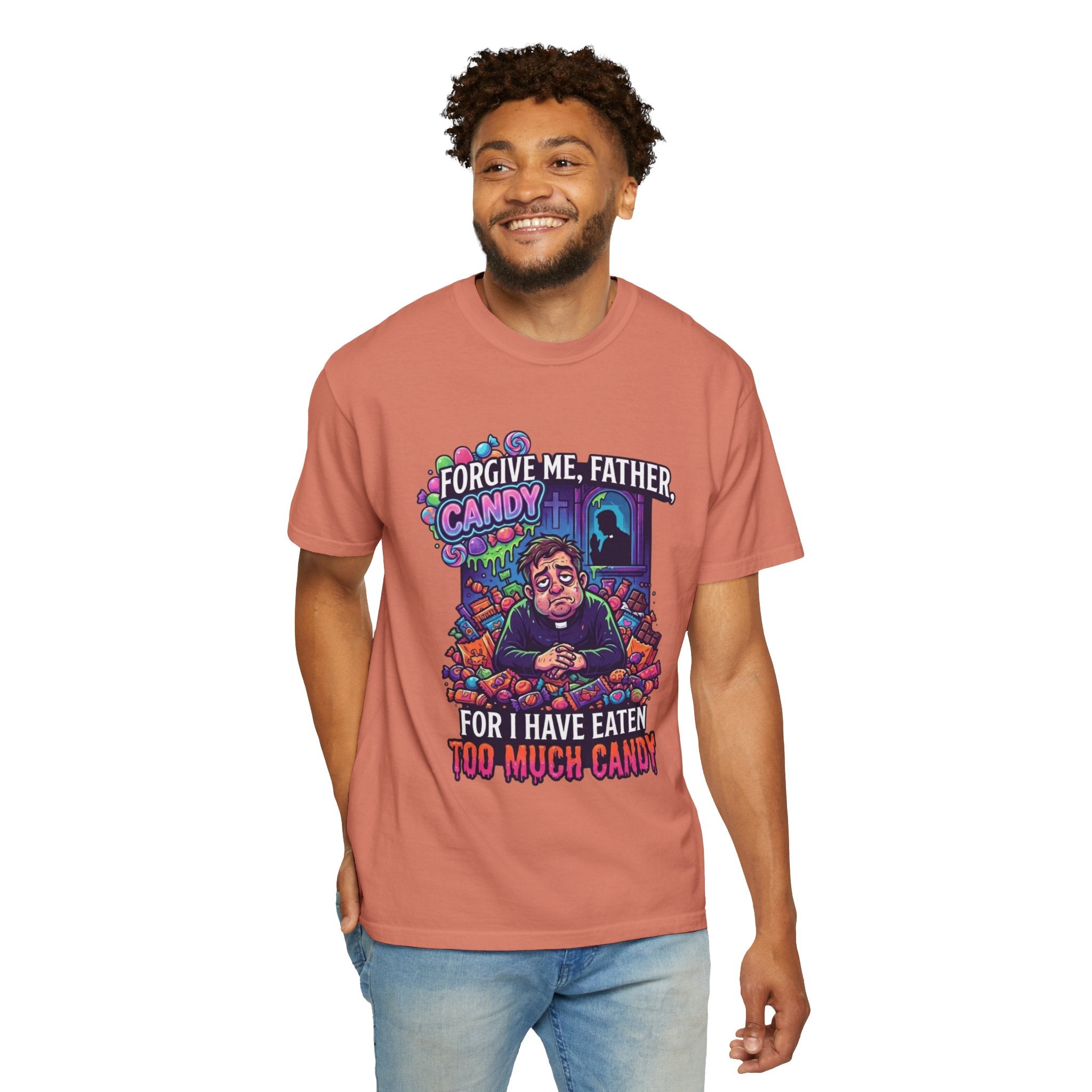 "Forgive Me Father Too Much Candy" Unisex Garment-Dyed Tee