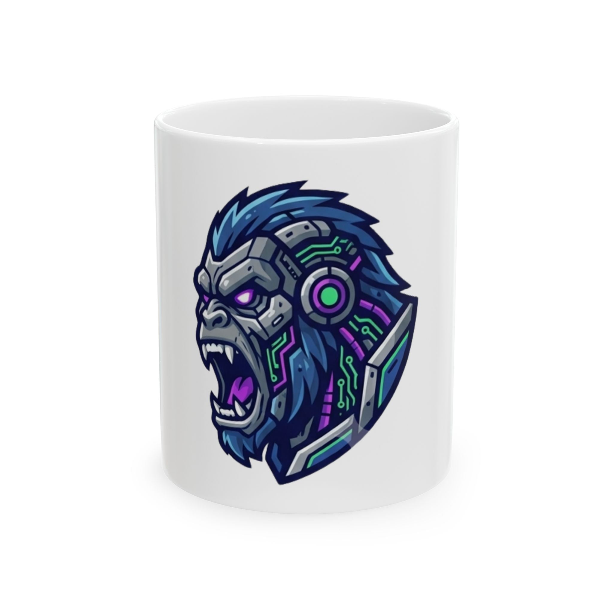 "Cyber Gorilla" White Ceramic Mug — Graphic