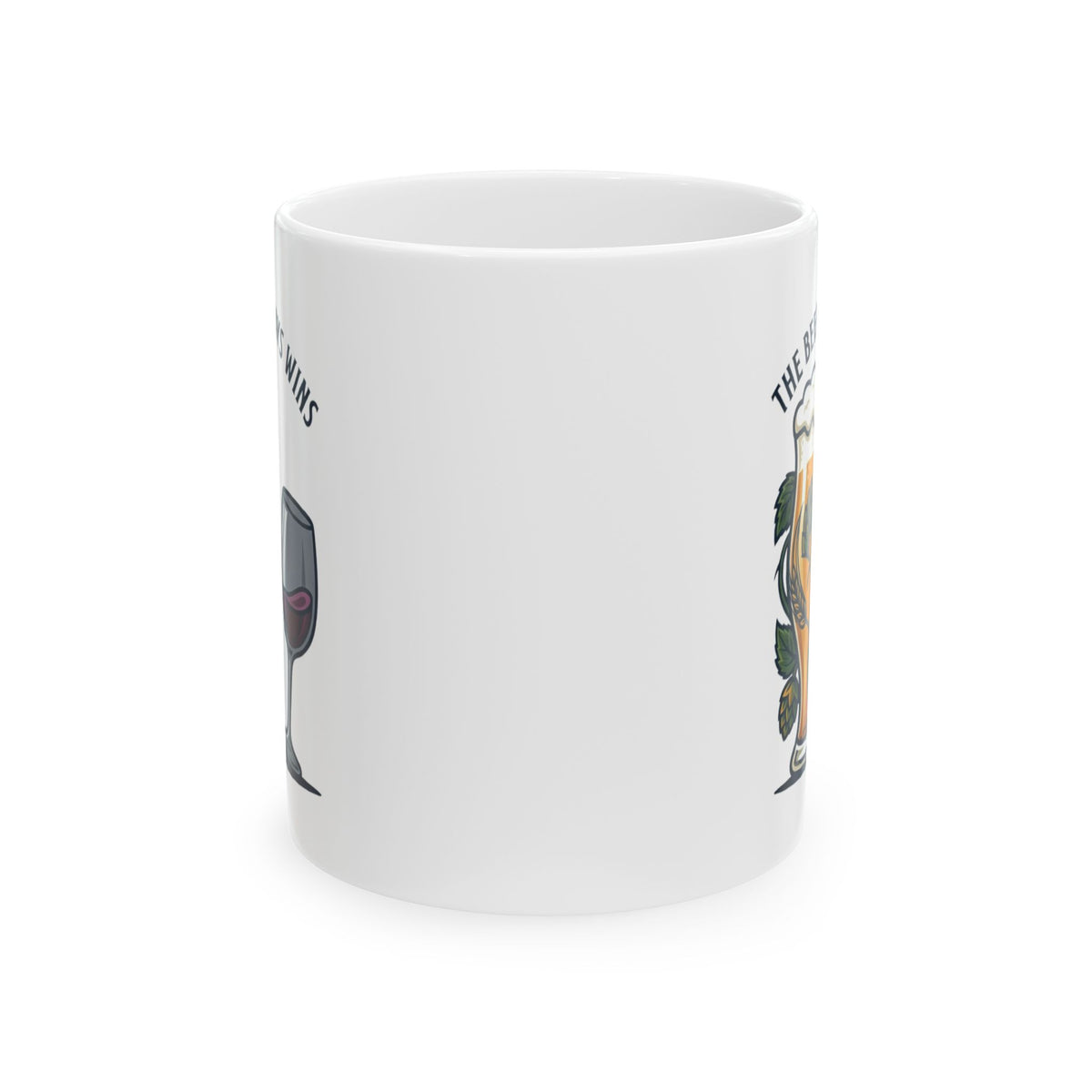 "The Beer Always Wins" White Ceramic Mug