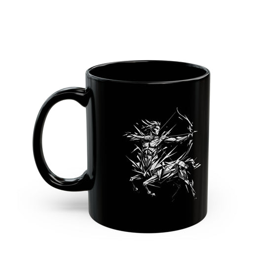 "Sagittarius The Archer Centaur" Black Ceramic Mug