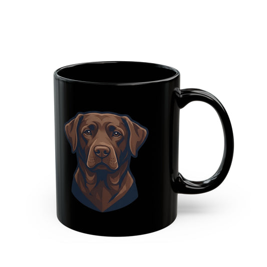 "Labrador Loyalty Swim Fetch" Black Ceramic Mug — Graphic
