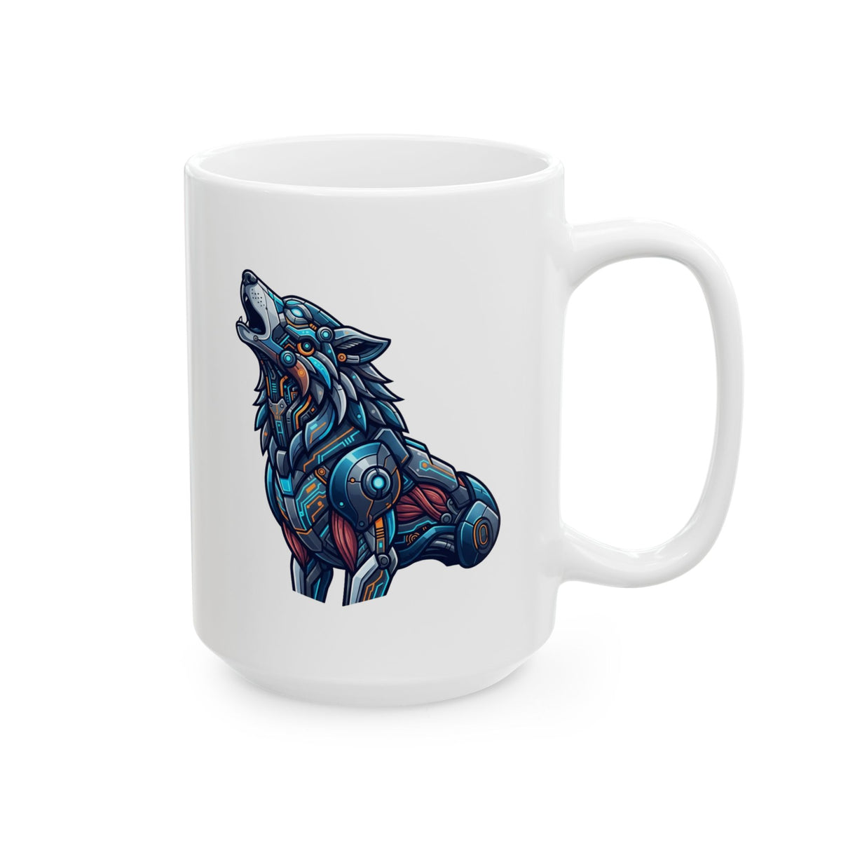 "Cyber Wolf" White Ceramic Mug
