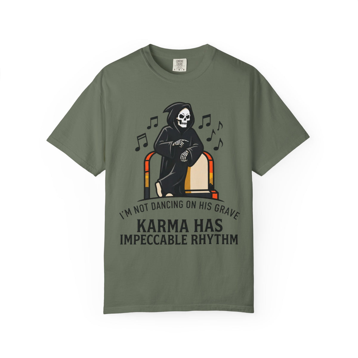 Color: Moss | Dancing On Grave Unisex Garment-Dyed Tee