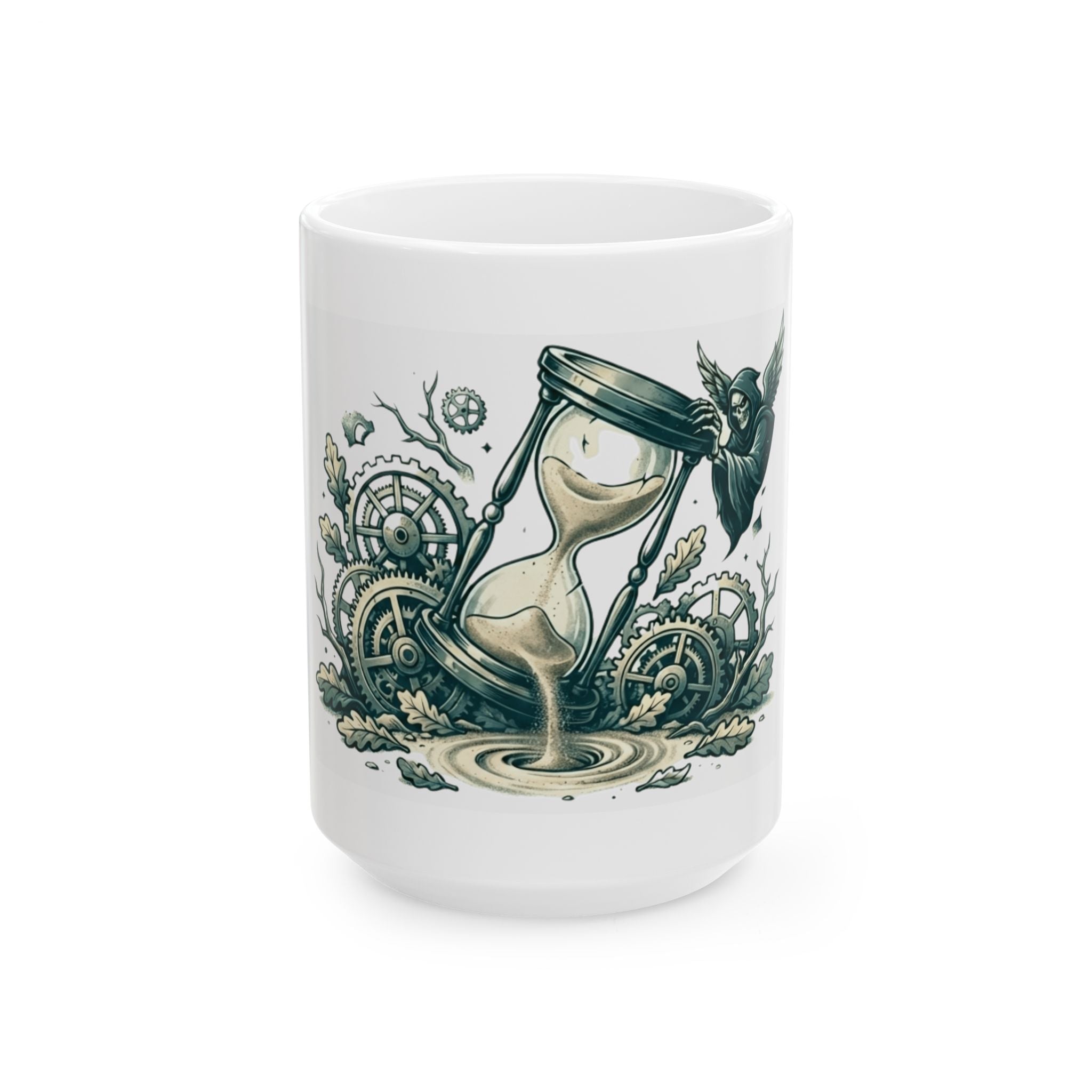 "Time is a Thief" White Ceramic Mug — Graphic