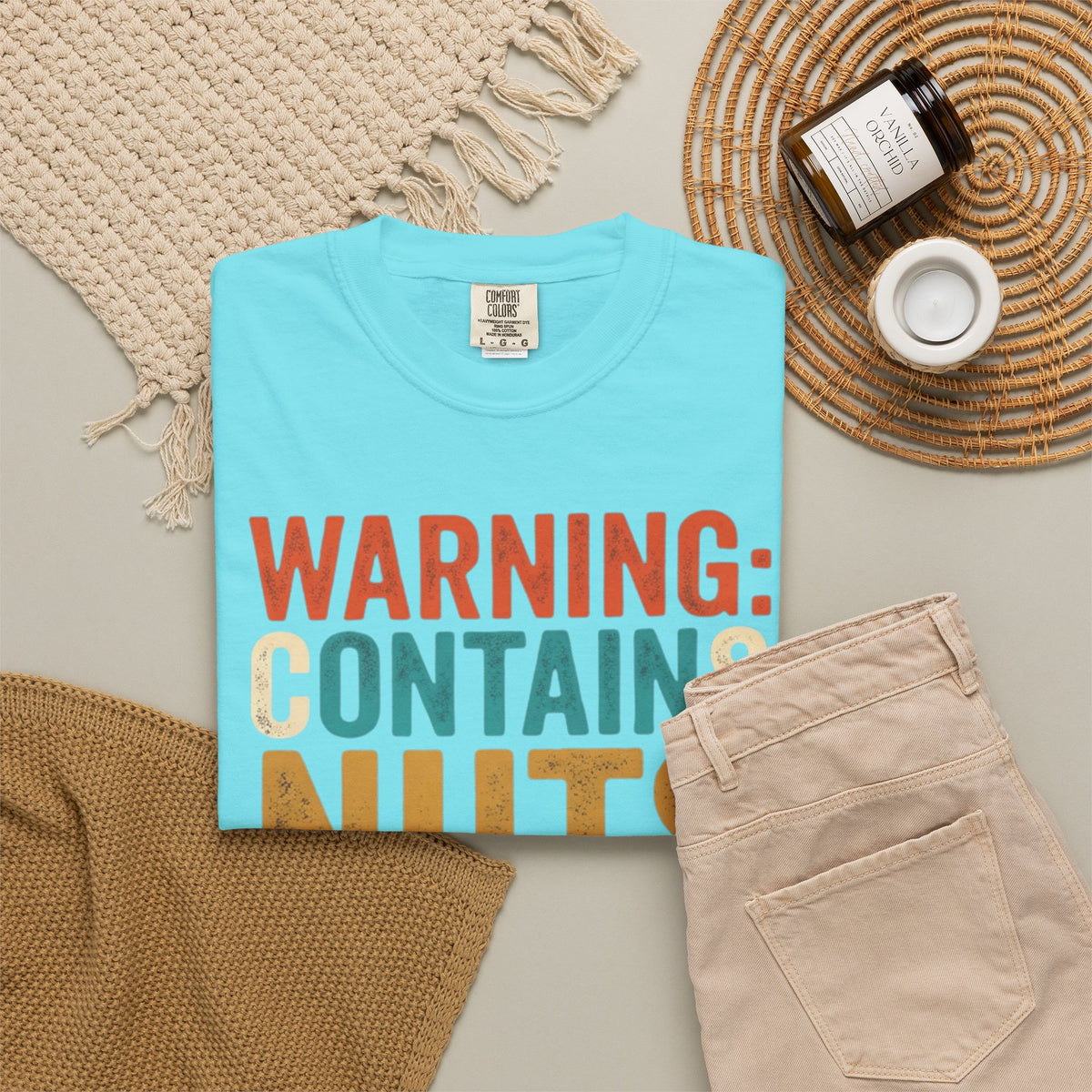"Warning Contains Nuts" Unisex Garment-Dyed Tee
