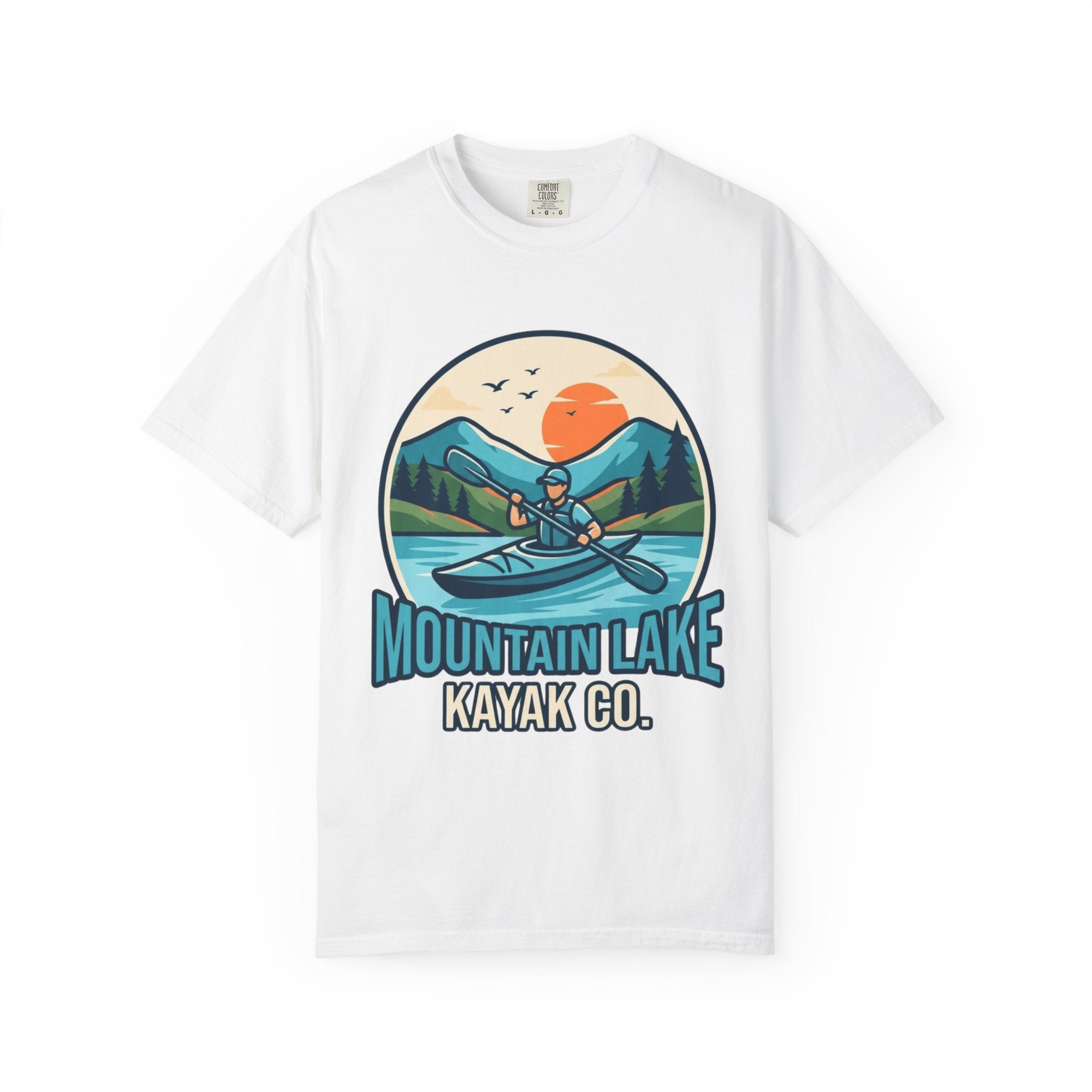 "Mountain Lake Kayak" Unisex Garment-Dyed Tee