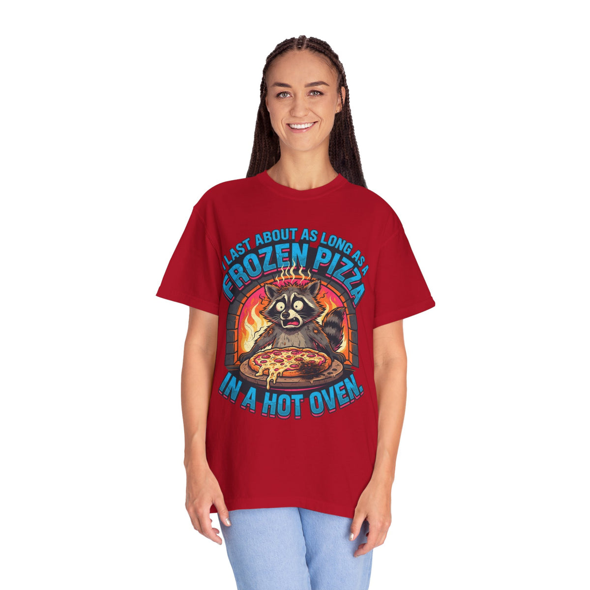 Color: Red | Frozen Pizza in a Hot Oven Unisex Garment-Dyed Tee