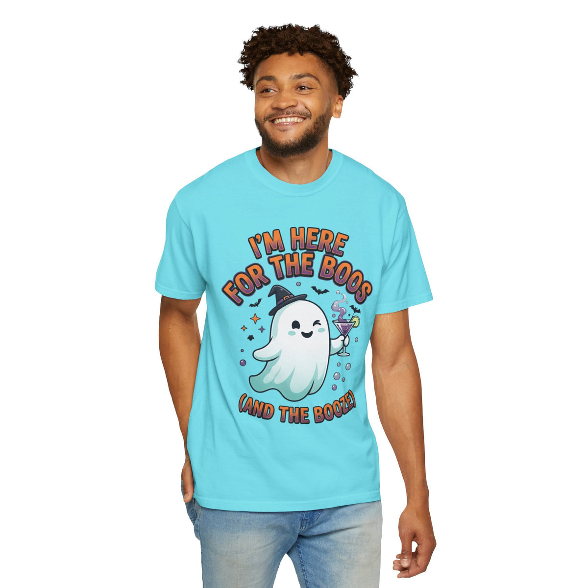 Color: Lagoon Blue | I'm Here For The Boos Unisex Garment-Dyed Tee