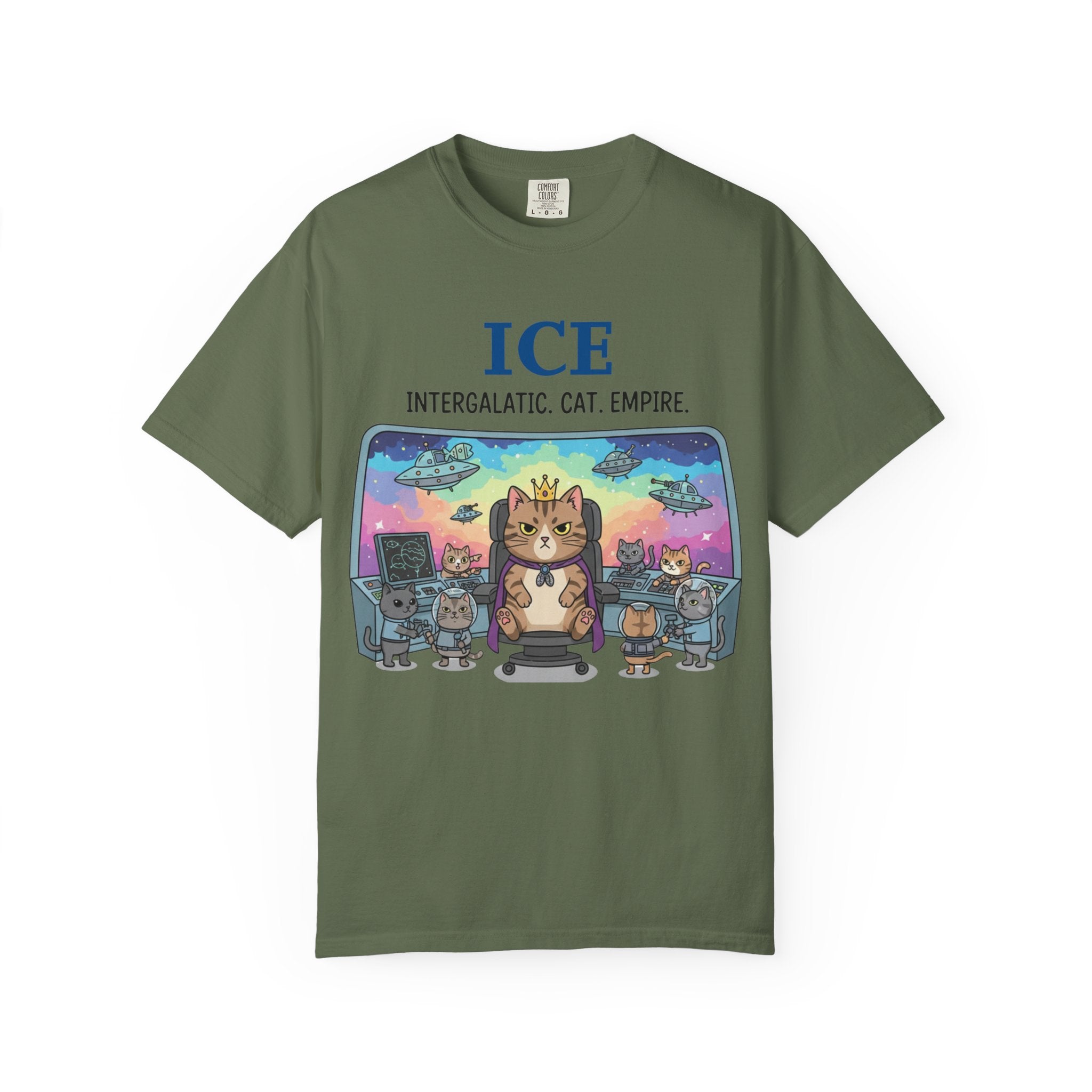 "ICE (Intergalactic Cat Empire)" Unisex Garment-Dyed T-shirt
