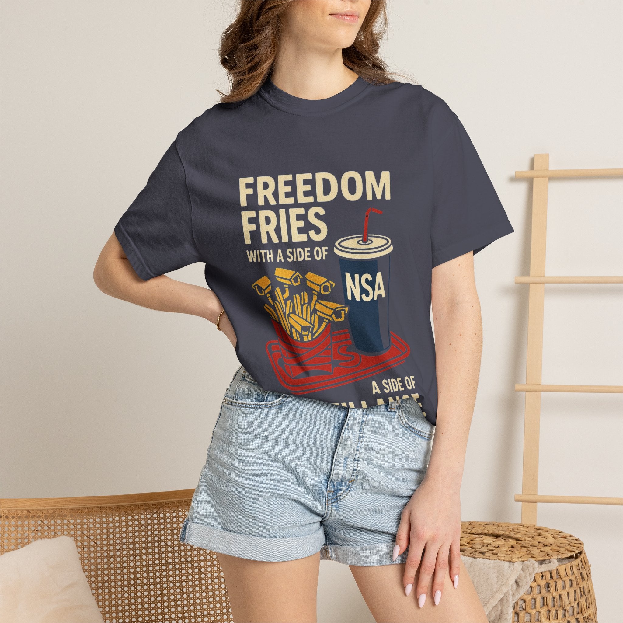 "Freedom Fries (With Extra Eyes)" Unisex Garment-Dyed T-shirt
