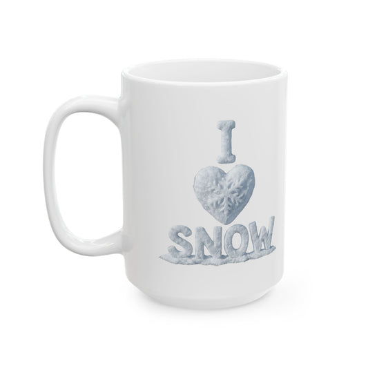 "I Love Snow" White Ceramic Mug