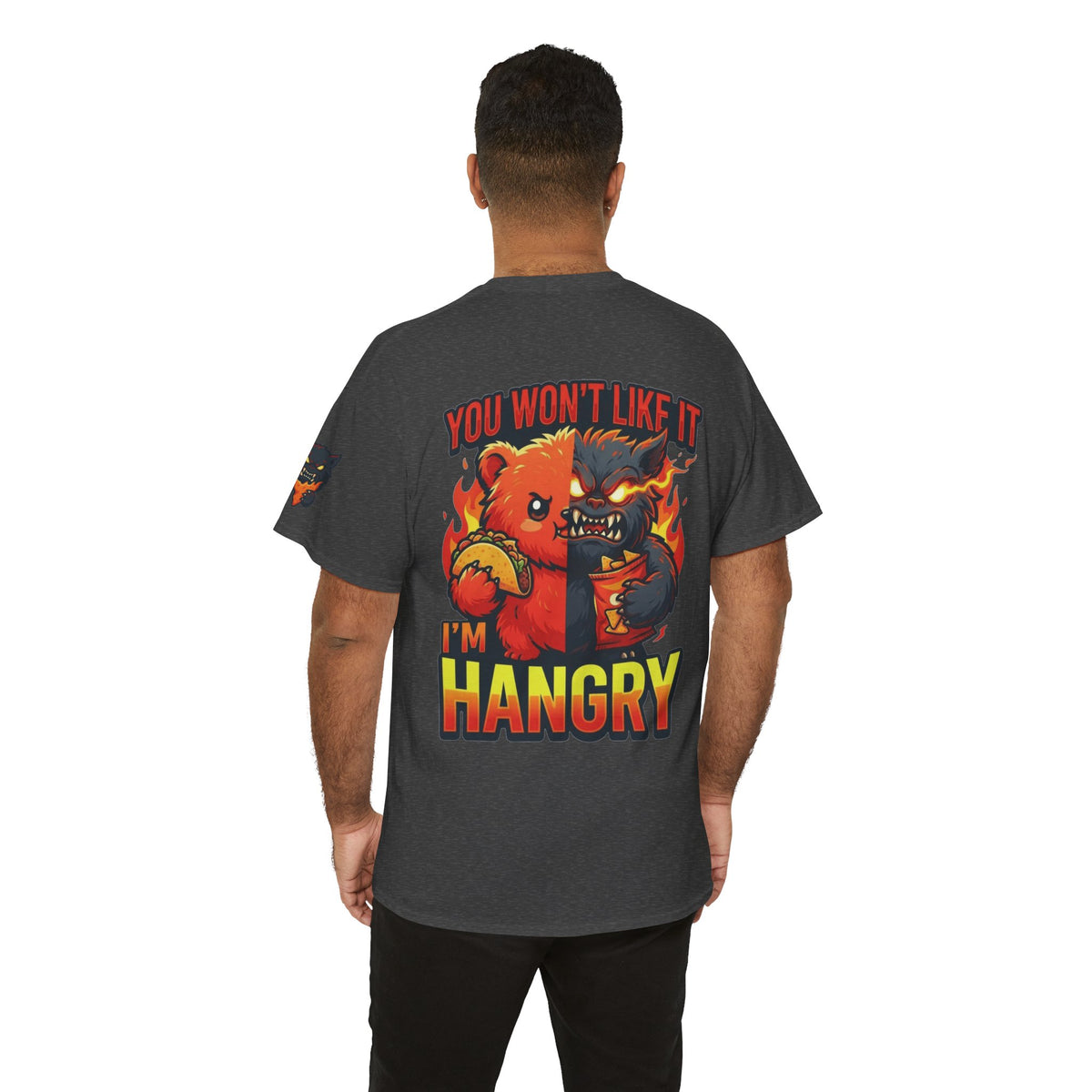 Color: Dark Heather | You Won't Like It I'm Hangry Premium Graphic Tee