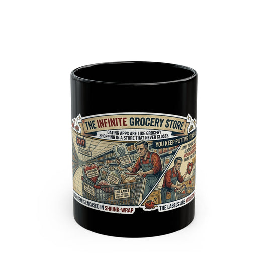 "Infinite Grocery Store" Black Ceramic Mug