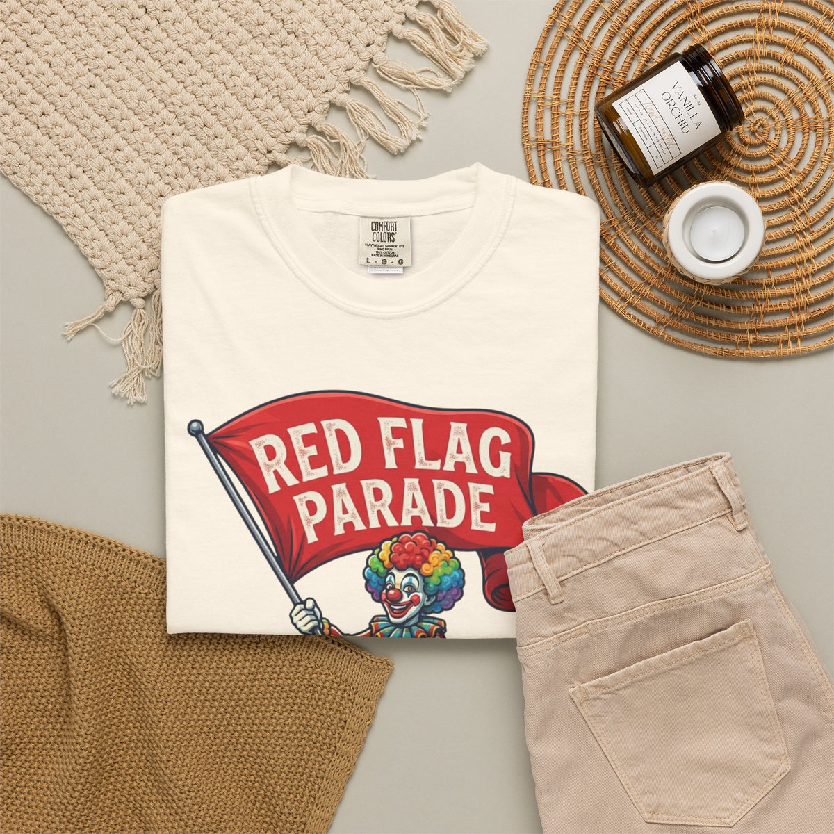 "Red Flag Parade" Unisex Garment-Dyed Tee