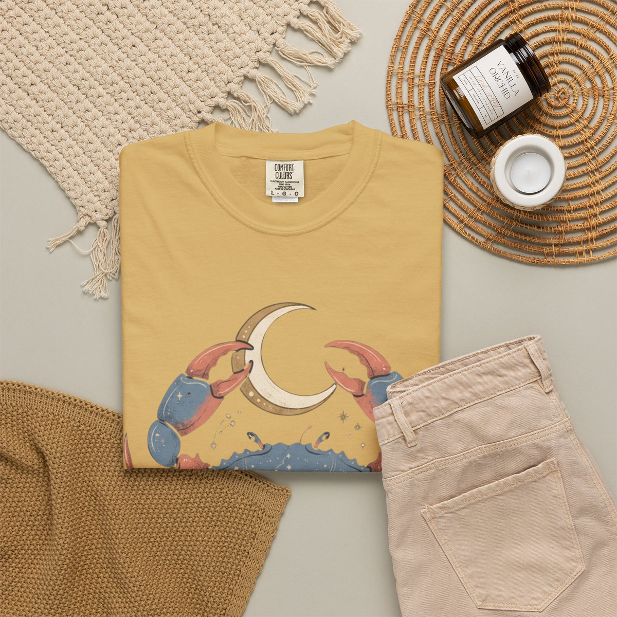 "Cancer The Moon Child Crab" Unisex Garment-Dyed Tee