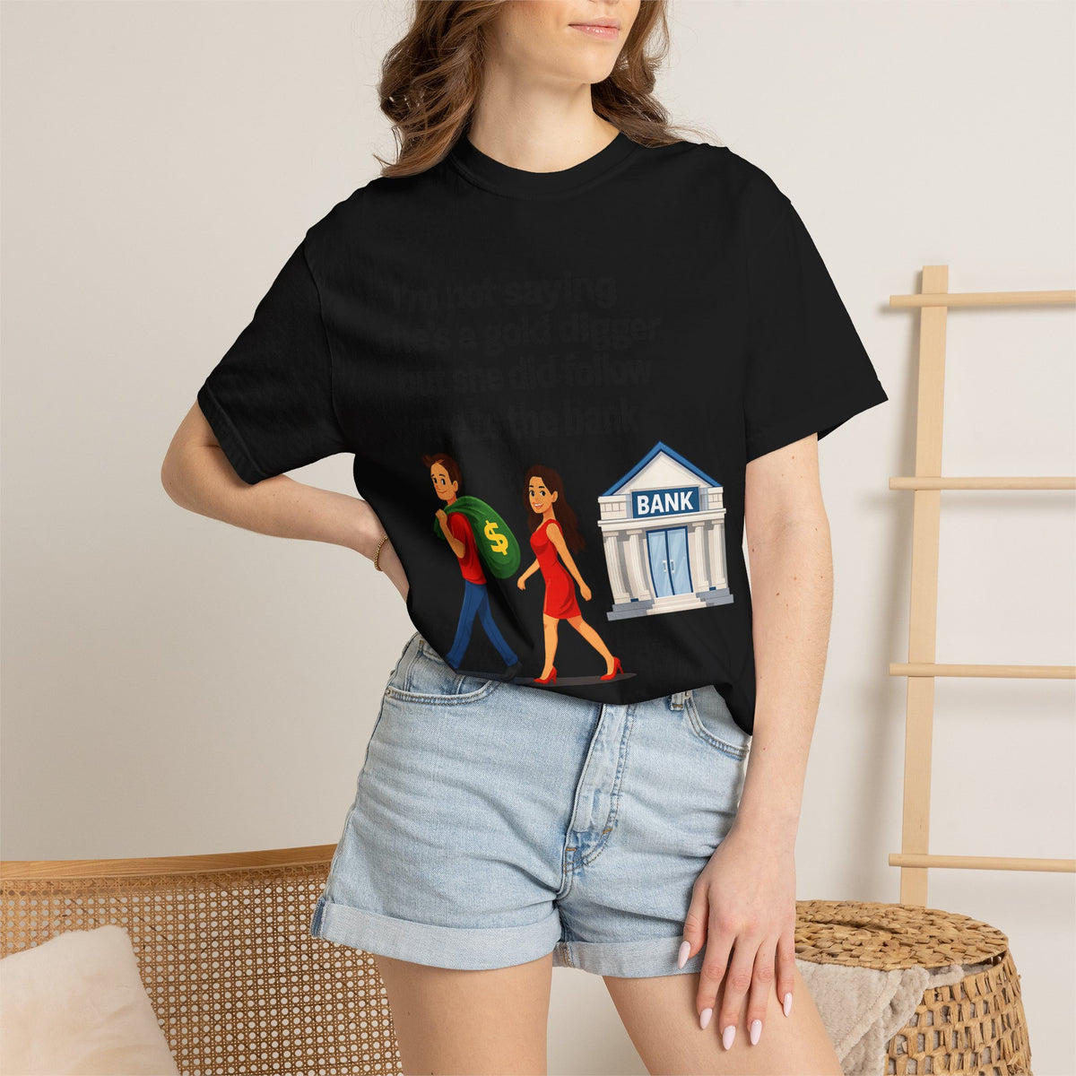 Color: Black | Gold Digger Unisex Garment-Dyed T-shirt
