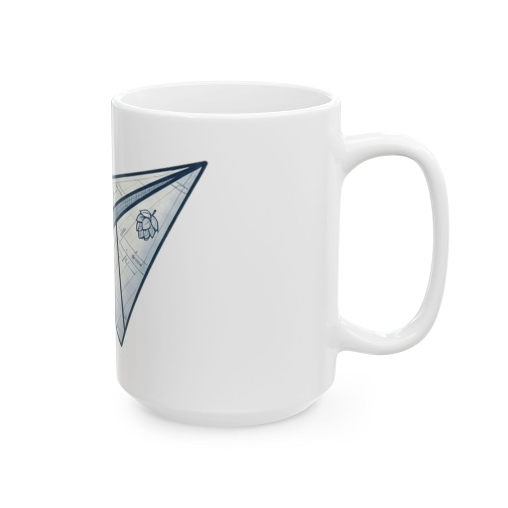 "Paper Plane Porterhouse" White Ceramic Mug — Graphic