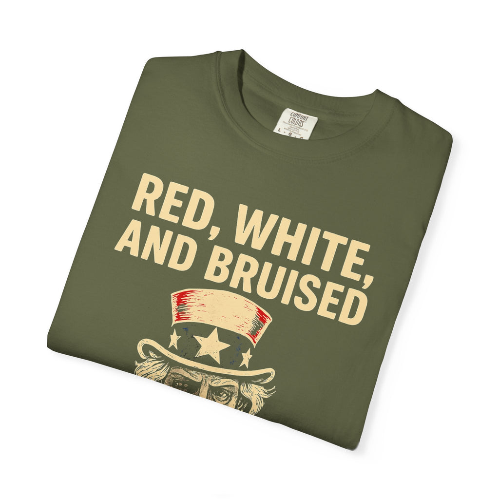 "RED, WHITE, AND BRUISED" Unisex Garment-Dyed T-shirt