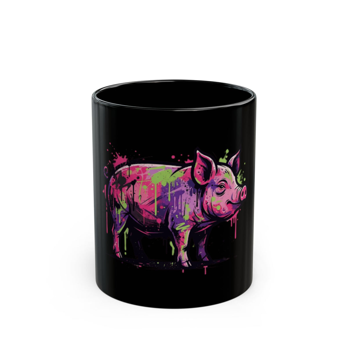 "Barnyard Pig" Black Ceramic Mug