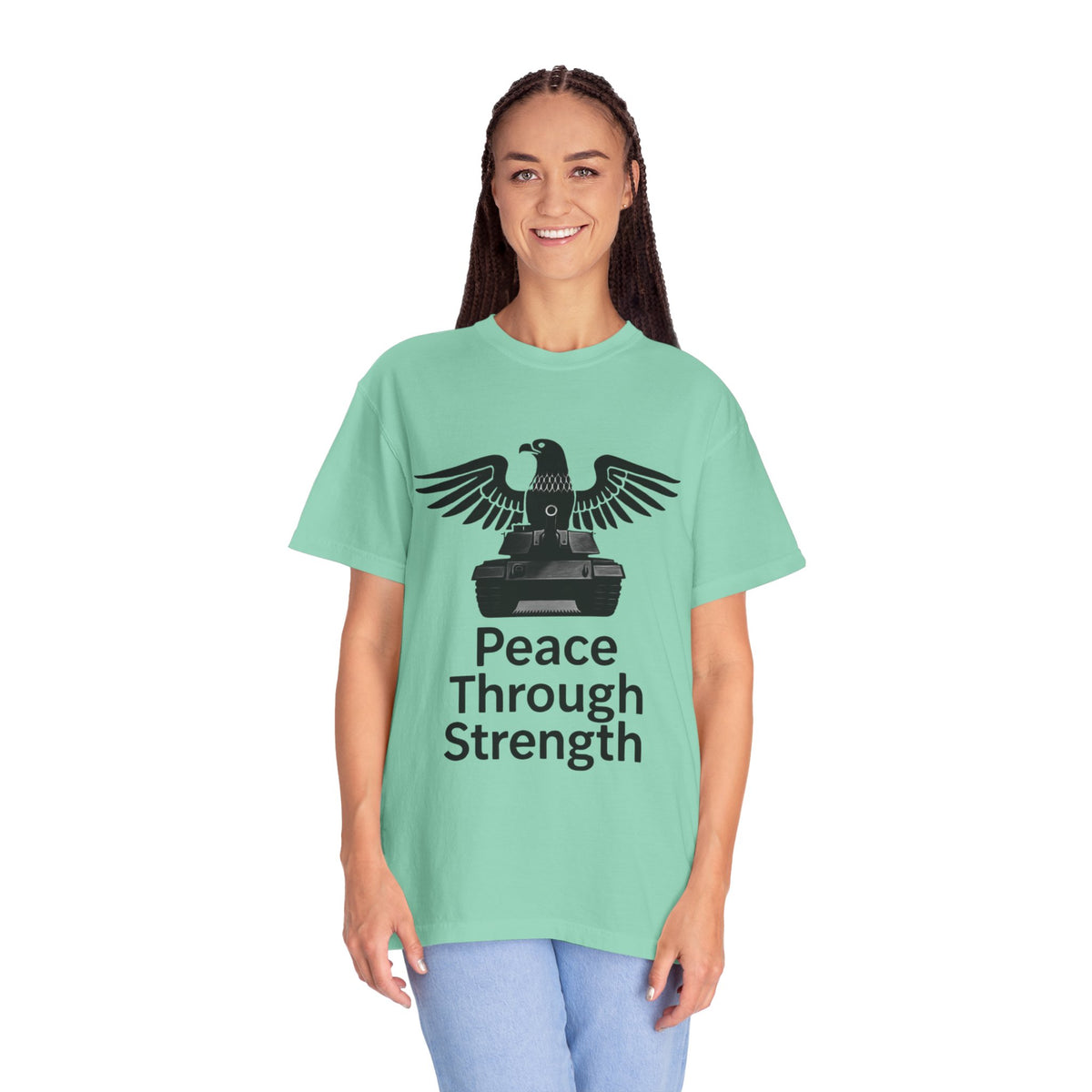 Color: Island Reef | Peace Through Strength Unisex Garment-Dyed T-shirt