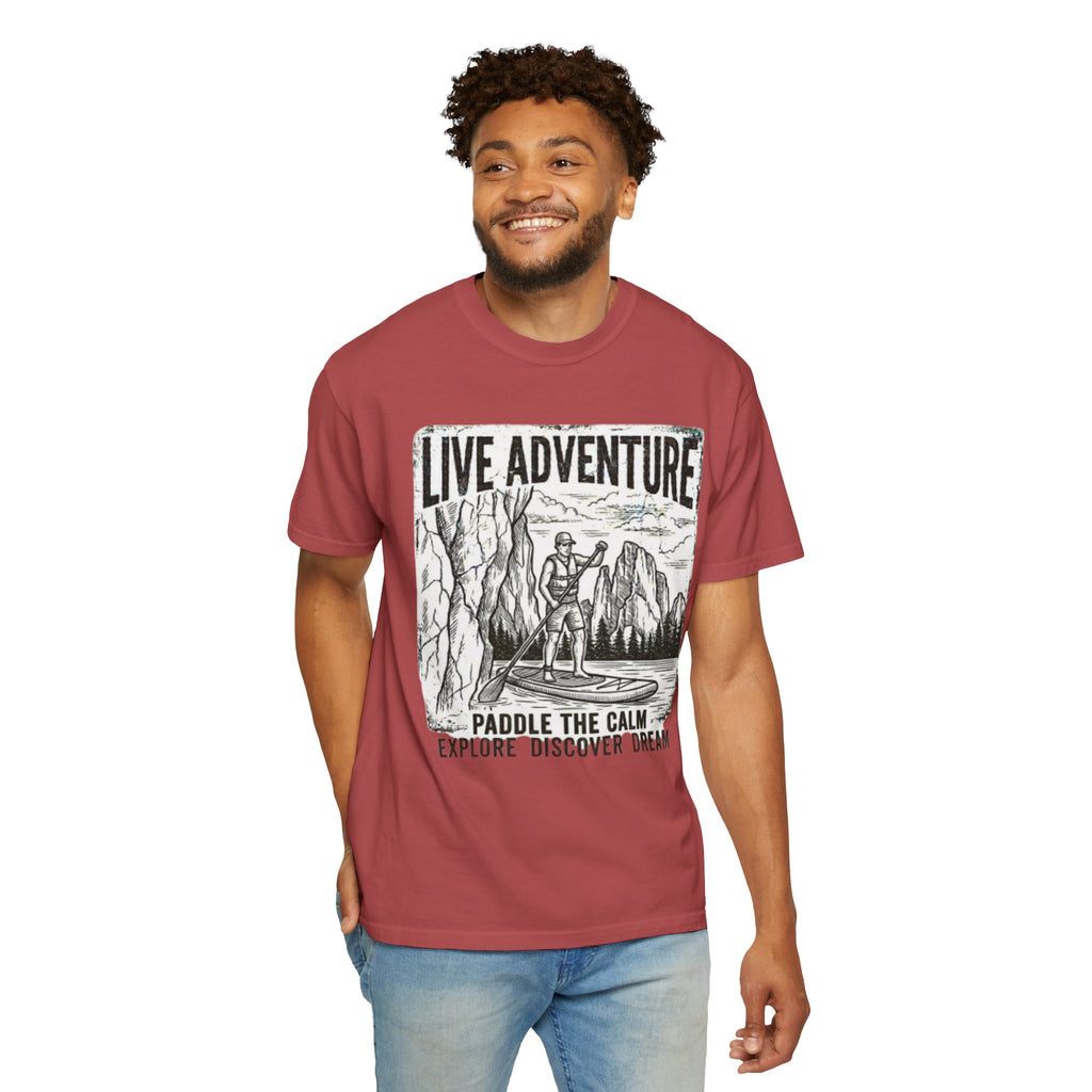 "Live Adventure - Paddle Board" Unisex Garment-Dyed Tee