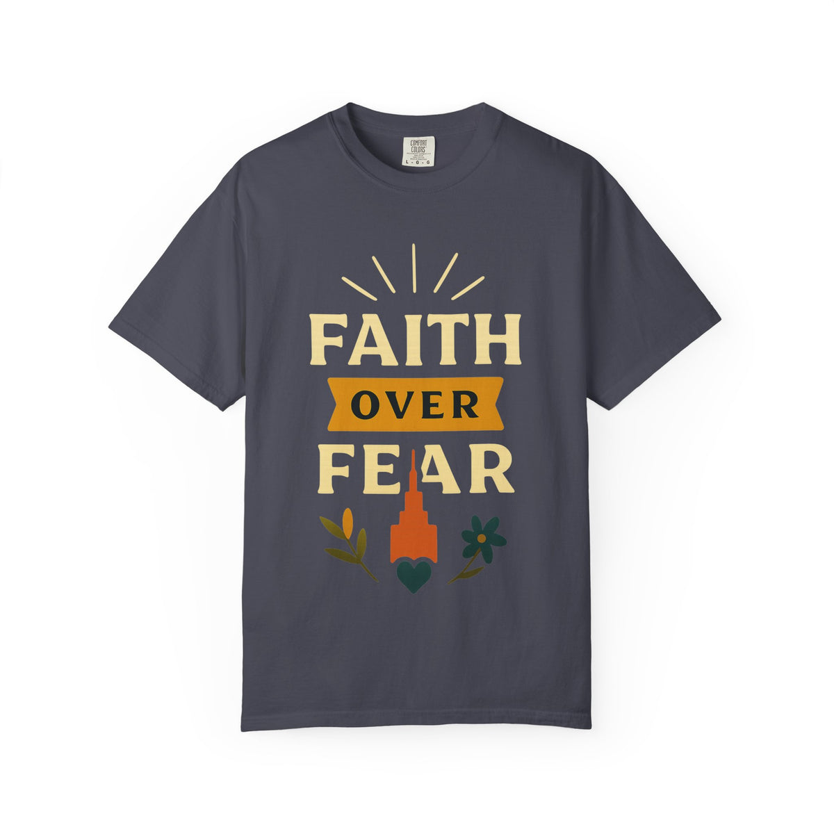 Color: Navy | Faith Over Fear Unisex Garment-Dyed T-shirt
