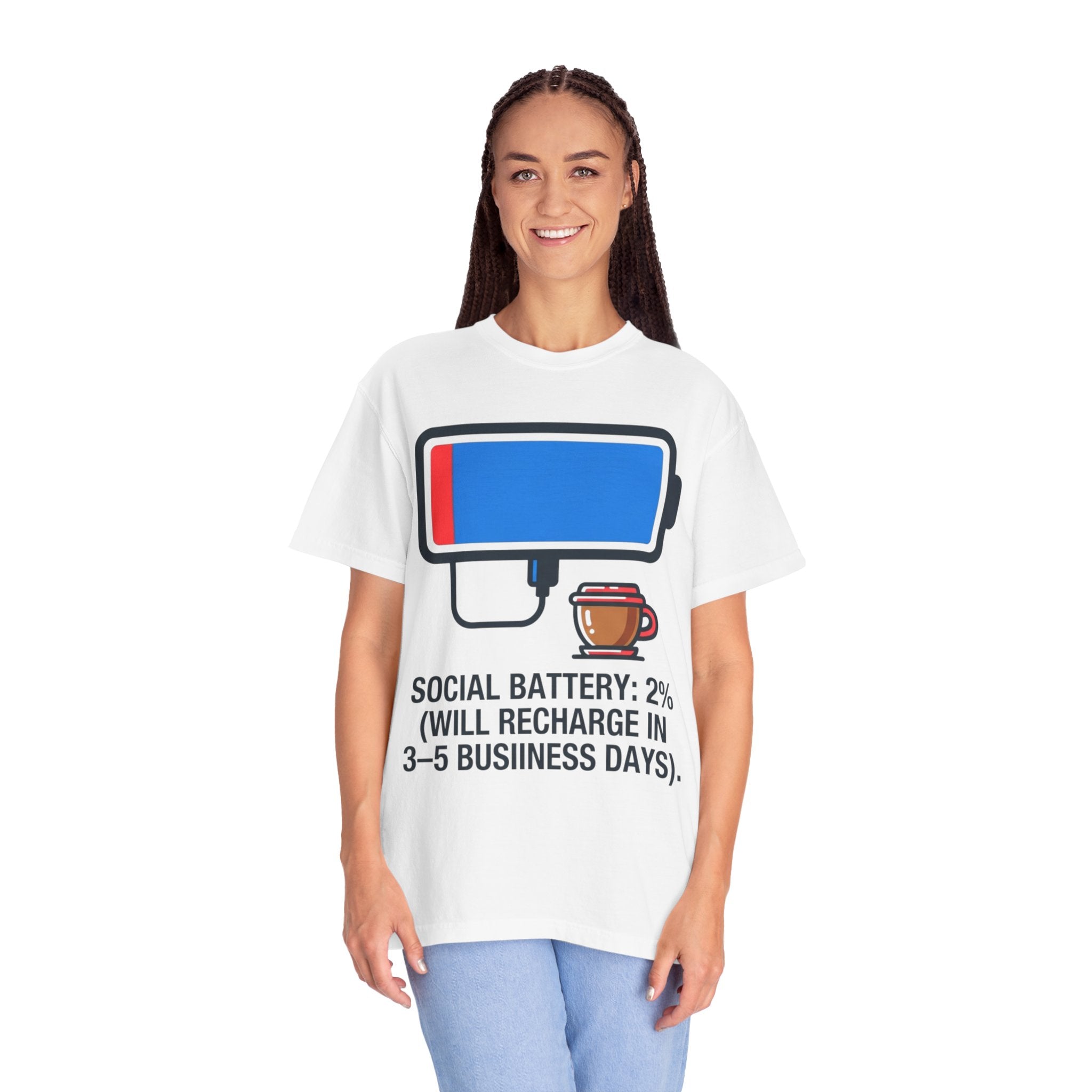 "Social Battery" Unisex Garment-Dyed Tee