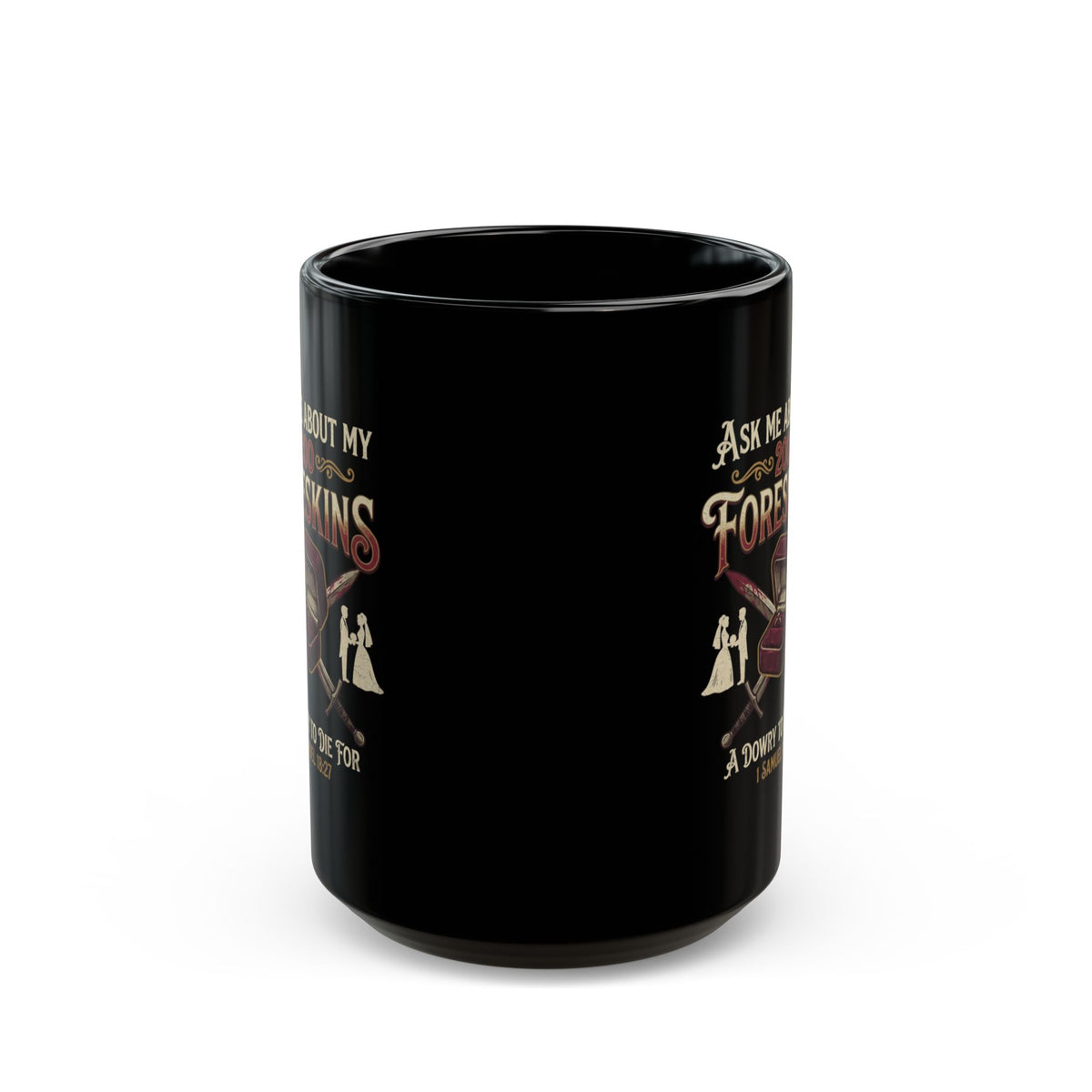 "Good Book Series 200 Foreskins" Black Ceramic Mug